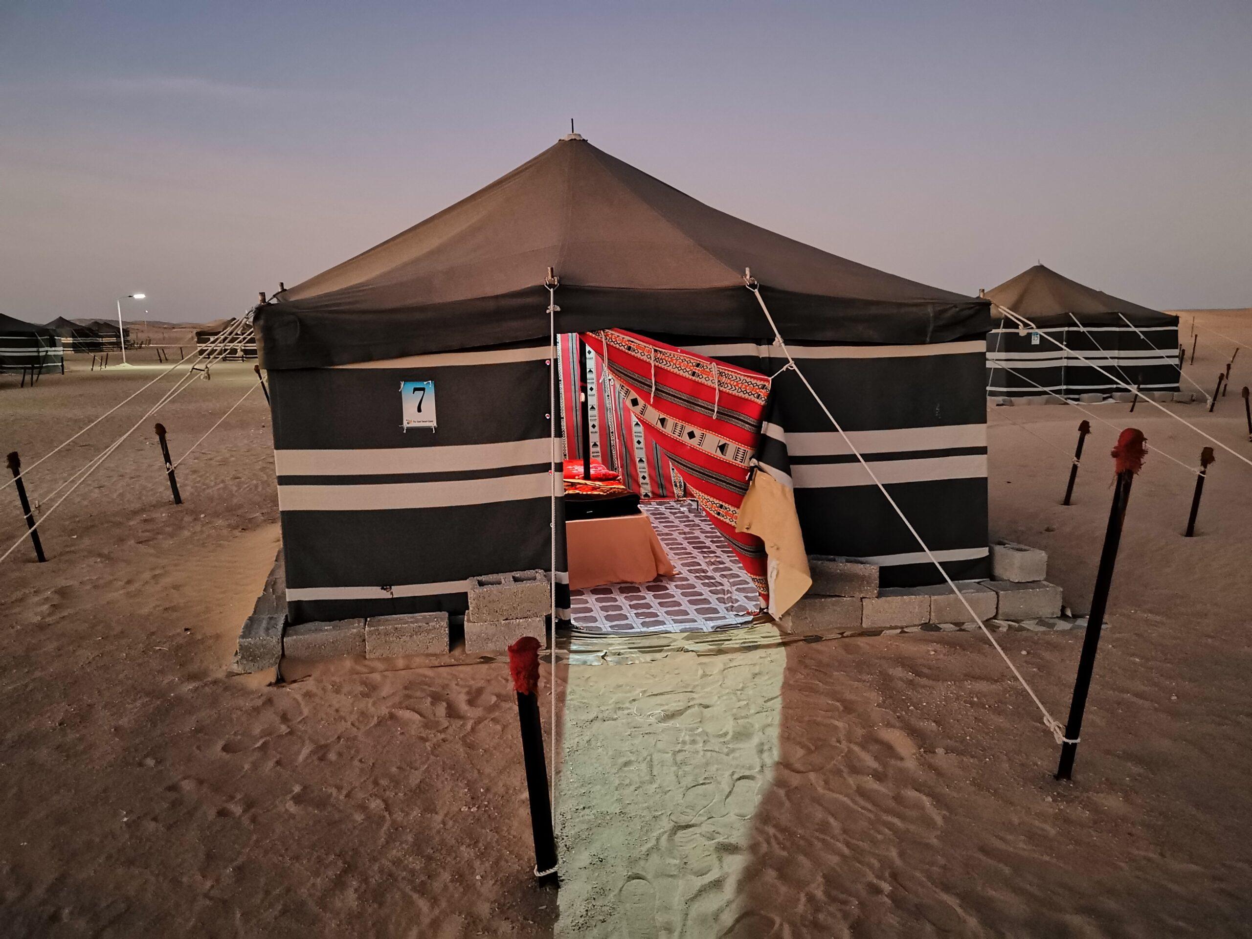comfortable tents, Empty Quarter desert overnight camp