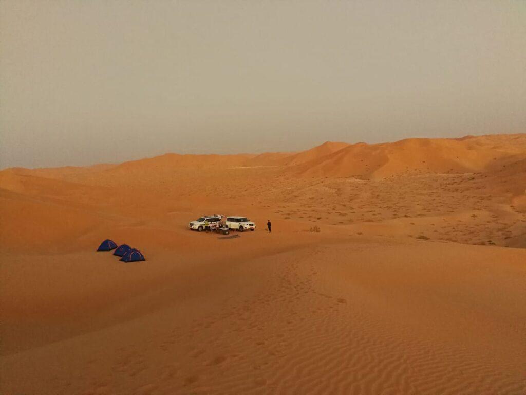 camping in the Empty Quarter, desert overnight
