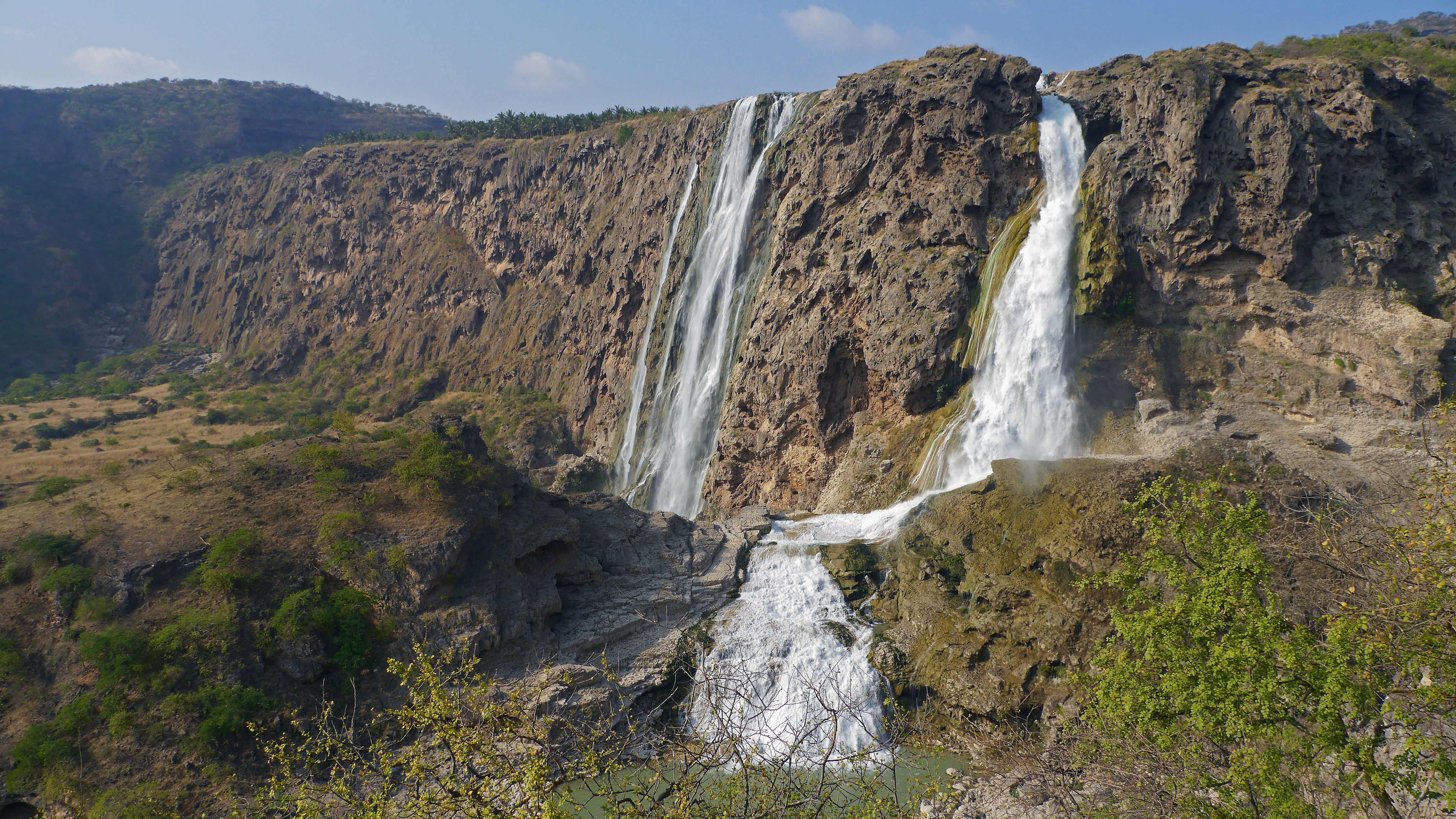 Stunning view on Wadi Darbat waterfalls. Salalah East tour